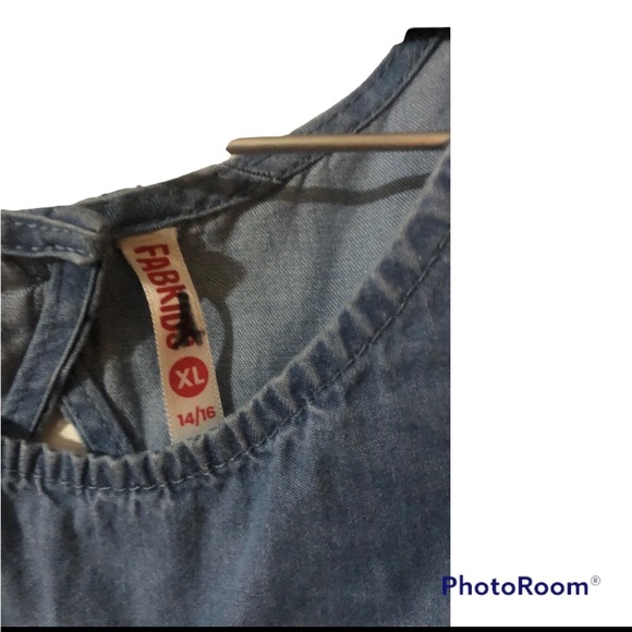 Fab Kids Big Girls Ruffle Denim Off the Shoulders Top Size XL 14-16. - Picture 3 of 3